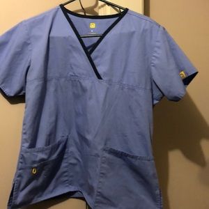 Ceil blue and navy scrub top